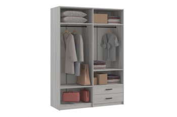 Шкаф 1500 мм  4-х ств. с зеркалом 2 ящ. SVETLANA LOFT, сосна белая (Генезис) в Советском - sovetskij.mebel-e96.ru