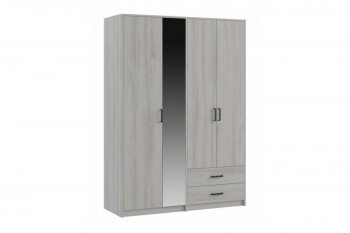 Шкаф 1500 мм  4-х ств. с зеркалом 2 ящ. SVETLANA LOFT, сосна белая (Генезис) в Советском - sovetskij.mebel-e96.ru