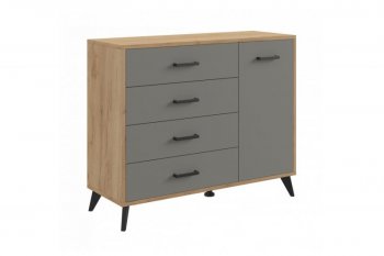Комод-Тумба (1дв,4ящ) SVETLANA LOFT, дуб золотой/серый (Генезис) в Советском - sovetskij.mebel-e96.ru