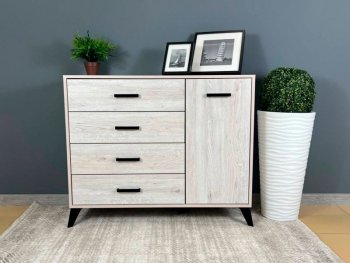 Комод-Тумба (1дв,4ящ) SVETLANA LOFT, сосна белая (Генезис) в Советском - sovetskij.mebel-e96.ru