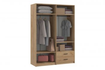 Шкаф 1500 мм  4-х ств. с зеркалом 2 ящ. SVETLANA LOFT, дуб золотой (Генезис) в Советском - sovetskij.mebel-e96.ru