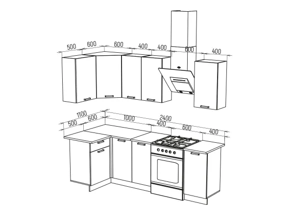 Кухонный гарнитур Техно 1.1*1.8 м Вариант 6 (Миф) в Советском - sovetskij.mebel-e96.ru