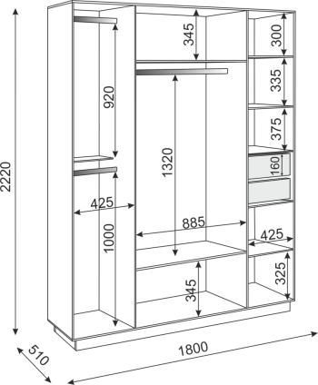 Шкаф распашной Тиффани М21 1800 мм (Риннер) в Советском - sovetskij.mebel-e96.ru