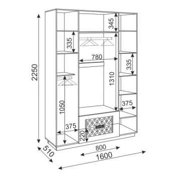 Шкаф распашной Тиффани М28 1600 мм (Риннер) в Советском - sovetskij.mebel-e96.ru