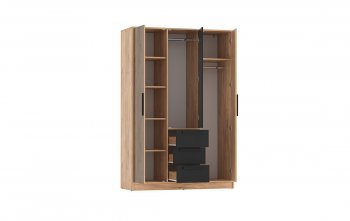 Шкаф 1300 мм 83.08 Вегас (3-х дв.) черный (Олмеко) в Советском - sovetskij.mebel-e96.ru