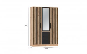 Шкаф 1300 мм 83.08 Вегас (3-х дв.) черный (Олмеко) в Советском - sovetskij.mebel-e96.ru