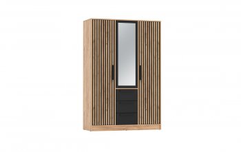 Шкаф 1300 мм 83.08 Вегас (3-х дв.) черный (Олмеко) в Советском - sovetskij.mebel-e96.ru
