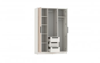 Шкаф 1300 мм 83.08 Вегас (3-х дв.) белый (Олмеко) в Советском - sovetskij.mebel-e96.ru