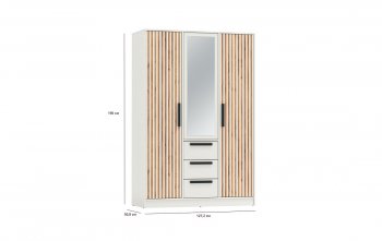 Шкаф 1300 мм 83.08 Вегас (3-х дв.) белый (Олмеко) в Советском - sovetskij.mebel-e96.ru