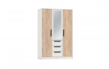 Шкаф 1300 мм 83.08 Вегас (3-х дв.) белый (Олмеко) в Советском - sovetskij.mebel-e96.ru