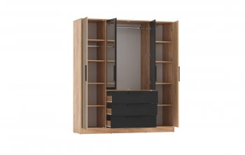Шкаф 1700 мм 83.07 Вегас (4-х дв.) черный (Олмеко) в Советском - sovetskij.mebel-e96.ru
