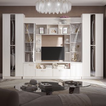 Стенка Венеция ясень белый (БТС) в Советском - sovetskij.mebel-e96.ru