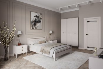 Кровать из массива Вероника-1 Льняной (БМ) в Советском - sovetskij.mebel-e96.ru